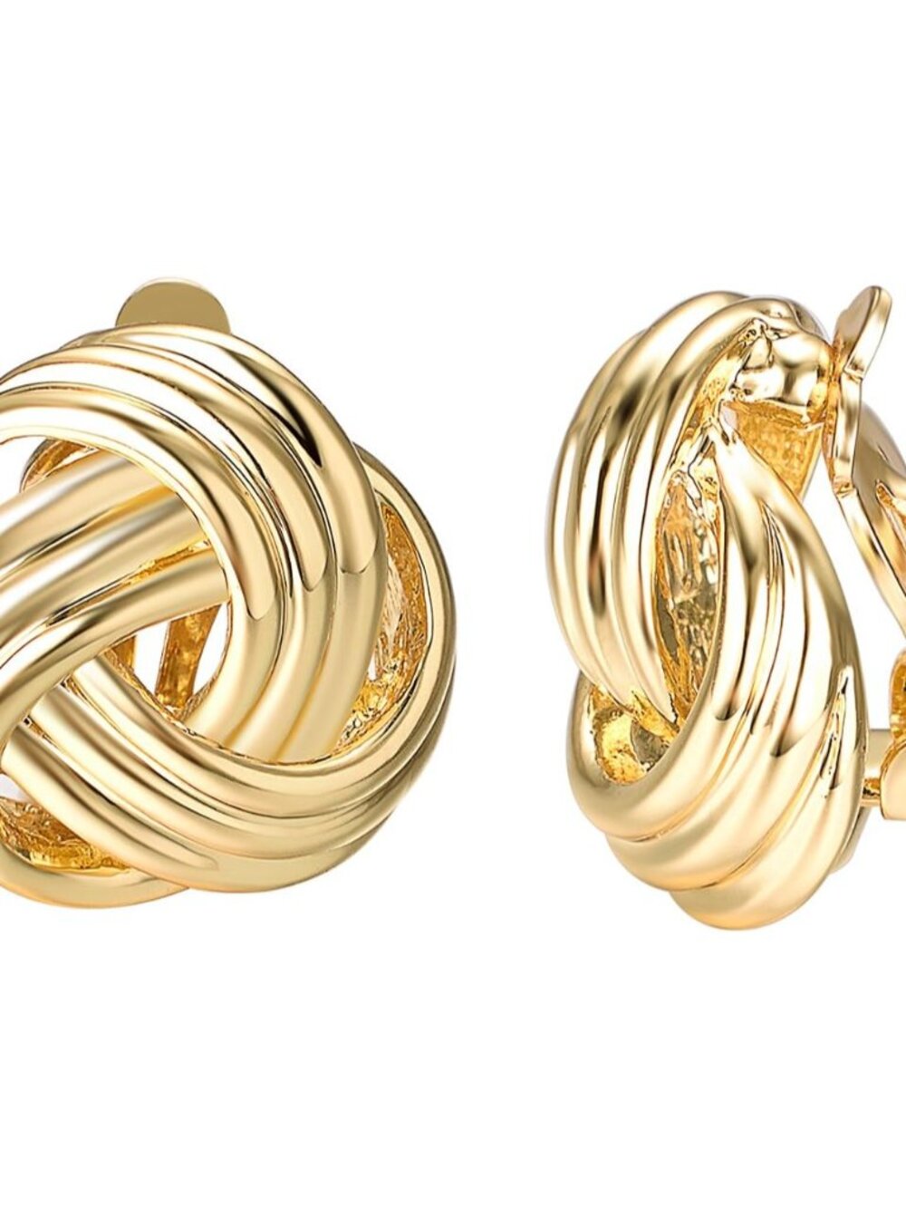 Knot Multicolor Clip on Earrings For Women Silver and gold Plated Large Non Pier